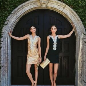 Lilly Pulitzer Valli Floral Brocade Organza Dress Gold size 4 $258